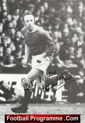 Manchester United Nobby Stiles Autograph Signed Picture Man Utd