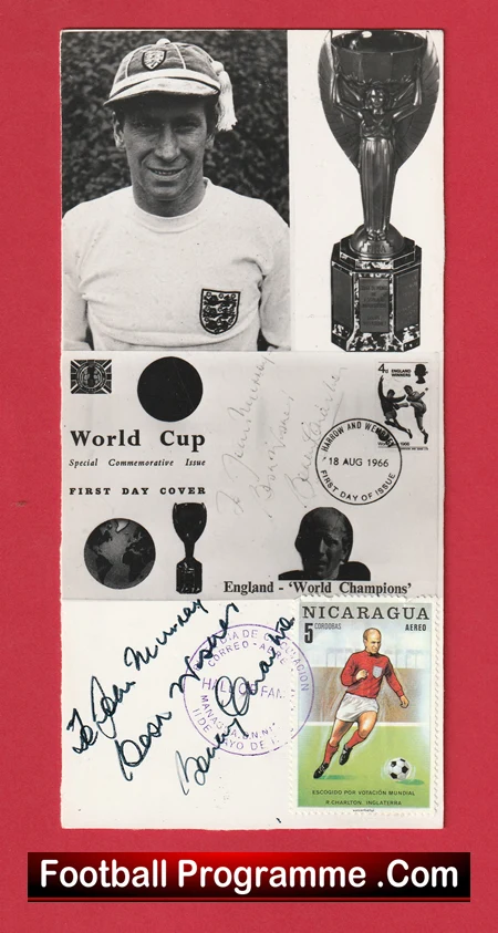 Manchester United Bobby Charlton Signed 1966 World Cup Souvenir Cards - Image 2