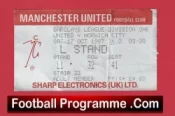 Manchester United v Norwich City 1987 – Football Ticket