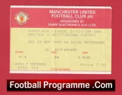 Manchester United v Nottingham Forest 1990 – Match Ticket