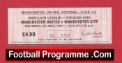 Manchester United v Manchester City 1991 – Match Ticket