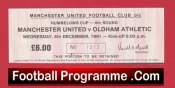 Manchester United v Oldham Athletic 1991 – Match Ticket