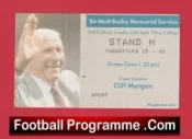 Manchester United Matt Busby Memorial Service Old Trafford Ticket 1994