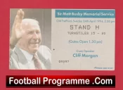 Manchester United Matt Busby Memorial Service Old Trafford Ticket 1994