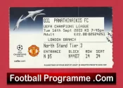 Manchester United v Panathinaikos 2003 – Match Ticket