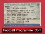 Middlesbrough v Manchester United 2007 – Match Ticket