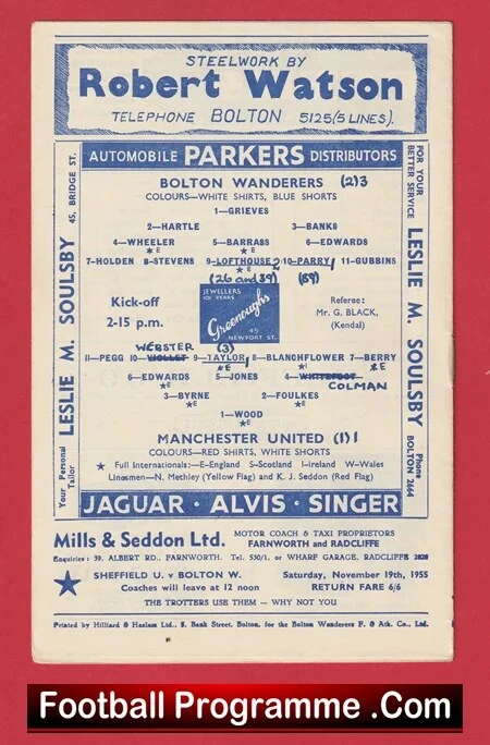 Bolton Wanderers v Manchester United 1956 - 50s Man Utd - Image 3