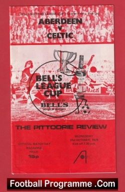 Aberdeen v Glasgow Celtic 1979 - Alex Ferguson Manager - football programme