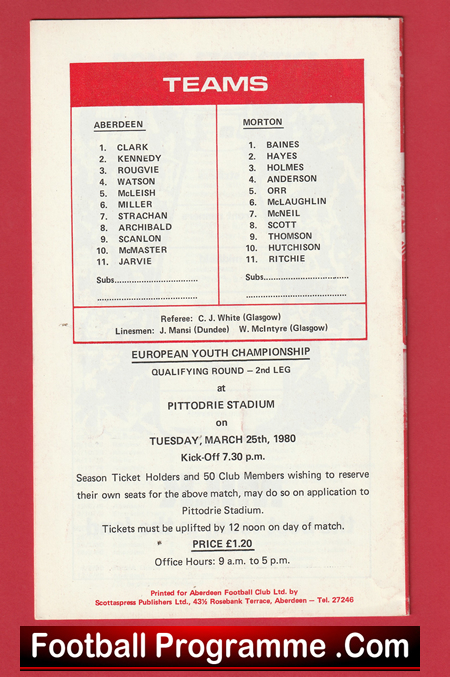 Aberdeen v Greenock Morton 1980 - Alex Ferguson Manager - Image 3