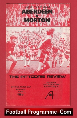 Aberdeen v Greenock Morton 1980 - Alex Ferguson Manager - football programme