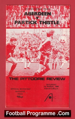 Aberdeen v Partick Thistle 1980 - Alex Ferguson Manager - football programme