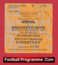 Arsenal v Manchester United 1979 – Football Ticket