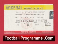 Arsenal v Manchester United 1994 - Match Ticket - football memorabilia