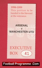 Arsenal v Manchester United 1999 – Executive Box Match Ticket