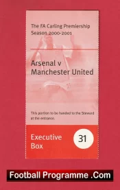 Arsenal v Manchester United 2000 – Executive Box Match Ticket