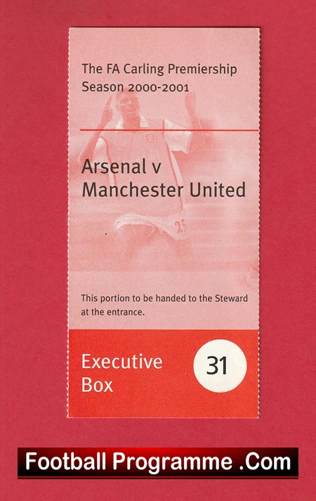 Arsenal v Manchester United 2000 - Executive Box Match Ticket - Image 2