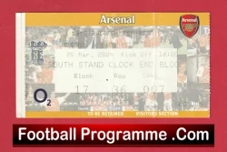 Arsenal v Manchester United 2004 - Match Ticket - football memorabilia