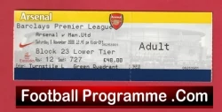 Arsenal v Manchester United 2008 - Football Ticket - football memorabilia