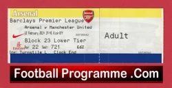 Arsenal v Manchester United 2014 - Match Ticket - football memorabilia