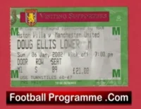 Aston Villa v Manchester United 2002 – Match Ticket