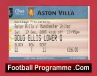Aston Villa v Manchester United 2005 – Match Ticket
