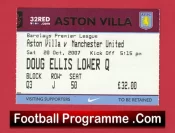 Aston Villa v Manchester United 2007 – Match Ticket