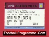 Aston Villa v Manchester United 2007 – Match Ticket
