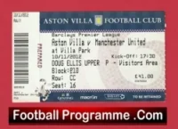 Aston Villa v Manchester United 2012 – Match Ticket
