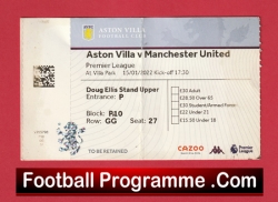 Aston Villa v Manchester United 2022 - Match Ticket - football memorabilia