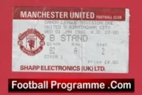 Birmingham City v Manchester United 1986 – Football Ticket