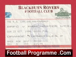Blackburn Rovers v Manchester United 1994 - Football Ticket - football memorabilia
