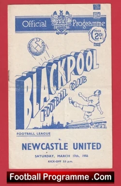 Blackpool v Newcastle United 1956 - 1950's - football programme