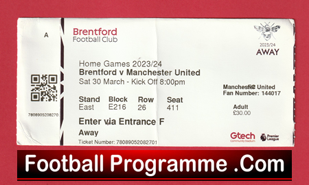 Brentford v Manchester United 2024 - Football Match Ticket - Image 2