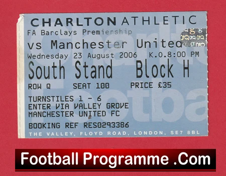 Charlton Athletic v Manchester United 2006 - Football Ticket - Image 2