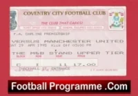 Coventry City v Manchester United 1995 – Football Ticket
