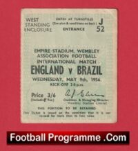 England v Brazil 1956 – Match Ticket