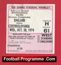 England v Czechoslovakia 1974 – Match Ticket