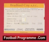 England v Italy 2002 – Football Ticket U21