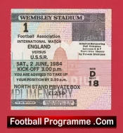 England v Russia 1984 – Match Ticket