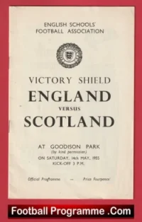 England v Scotland 1955 – Goodison Park Everton School Boys
