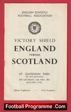 England v Scotland 1955 - Goodison Park Everton School Boys - football programme