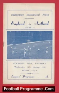 England v Scotland 1958 – Under 23’s at Goodison Park Everton
