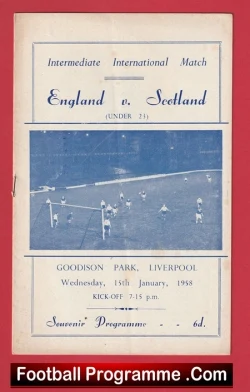 England v Scotland 1958 - Under 23's at Goodison Park Everton - football programme