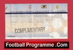 England v Sweden 1995 - Football Ticket - football memorabilia