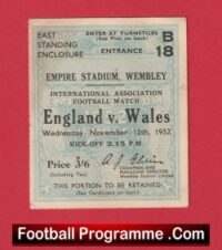 England v Wales 1952 – Match Ticket