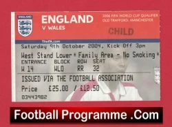 England v Wales 2004 - Football Ticket - football memorabilia