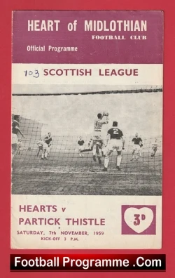 Heart Of Midlothian v Partick Thistle 1959 - 1950s Scotland - football programme