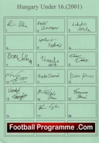 Hungary Team Sheet Multi Signed Under 16 team 2001