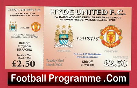 Hyde United v Manchester United 2004 - Senior Cup Ticket - Image 2