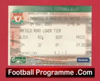 Liverpool v Manchester United 2003 – Match Ticket